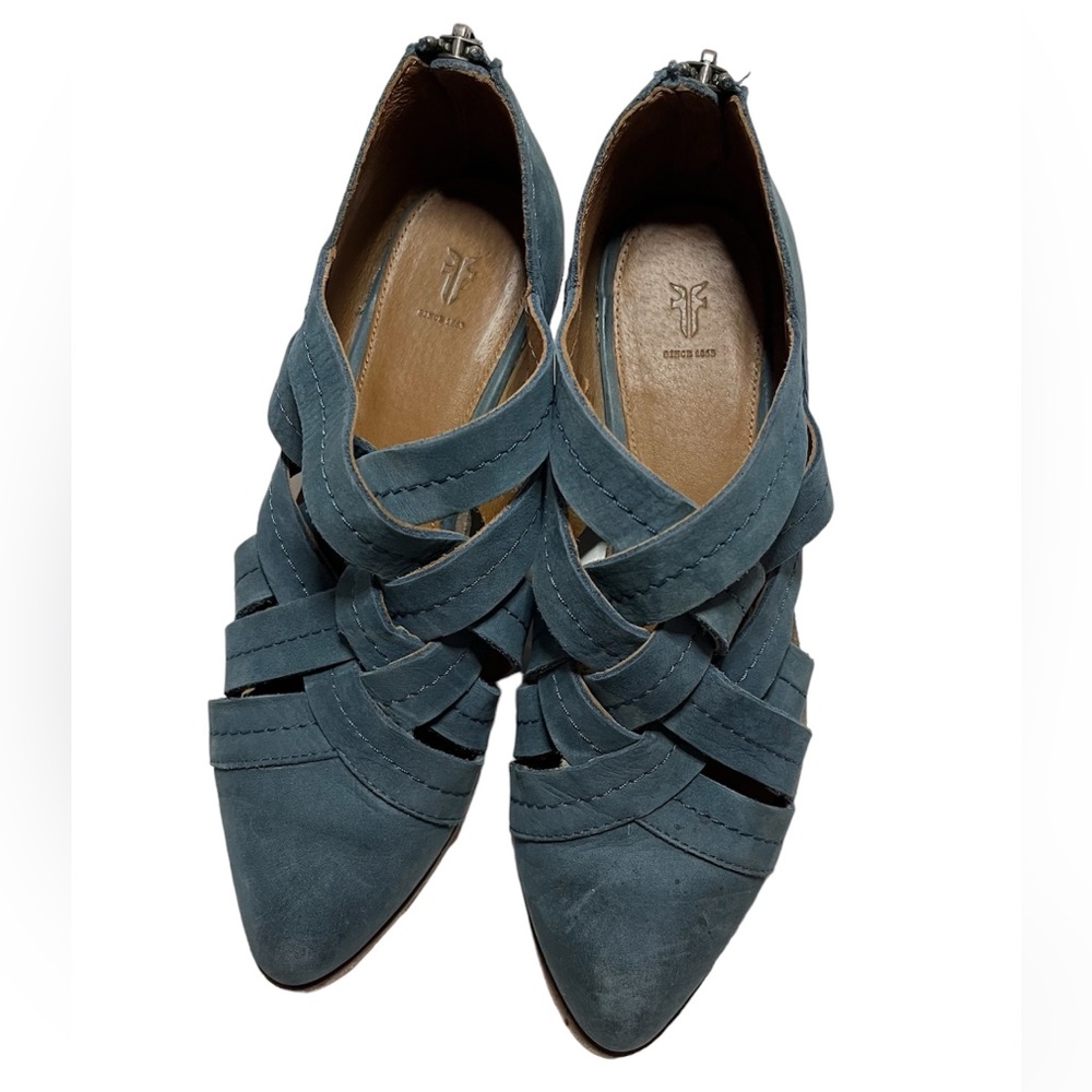 Frye 3471559 Ray Huarache Shootie Fisherman Woven Leather Shoes Blue Teal 6.5 - Picture 2 of 7